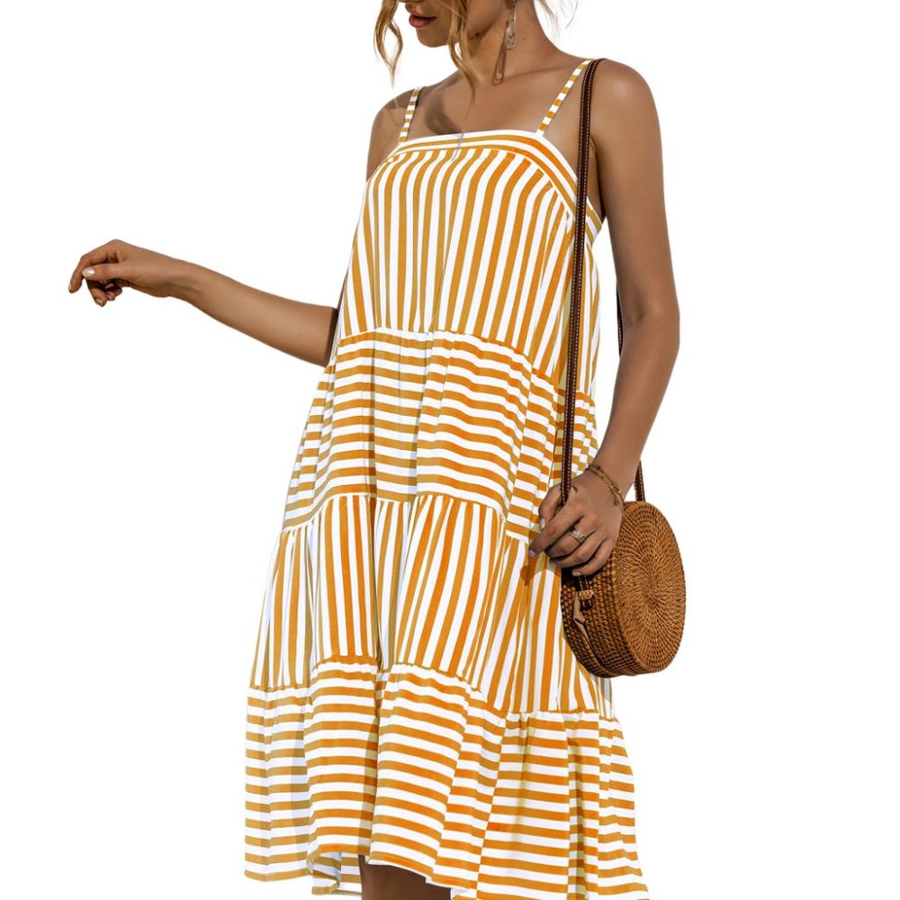 Striped Spring Ruffle Babydoll Dress - Picture 3 of 7